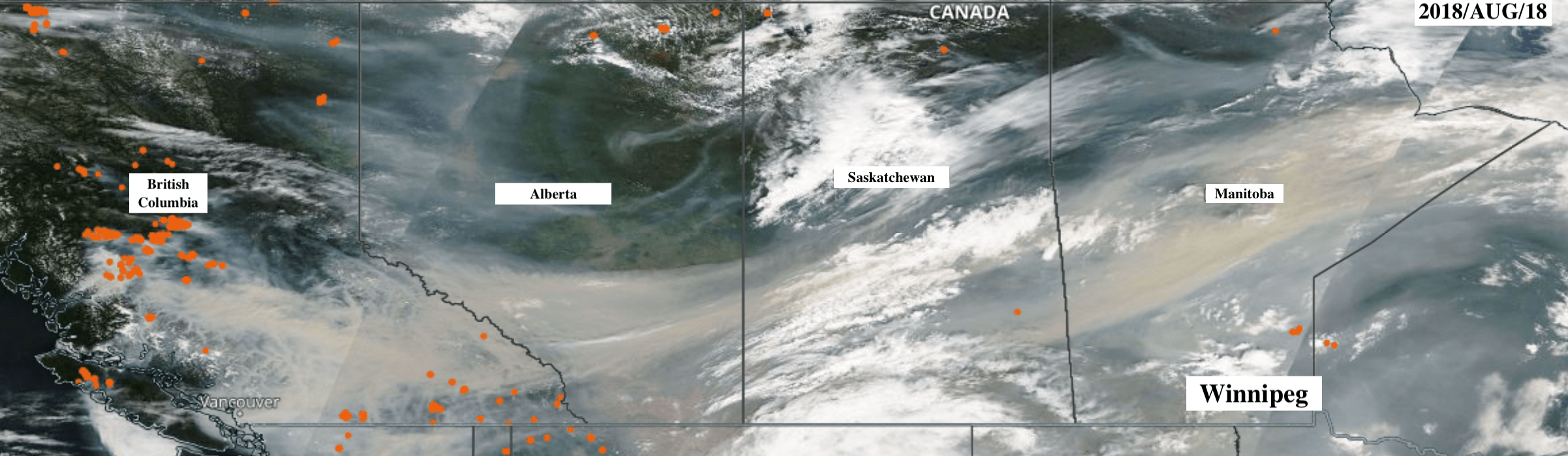 A satellite image of a storm